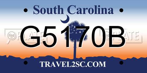 G5170B South Carolina License Plate
