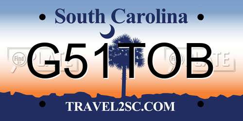 G51TOB South Carolina License Plate