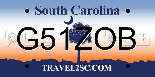 G51ZOB South Carolina License Plate