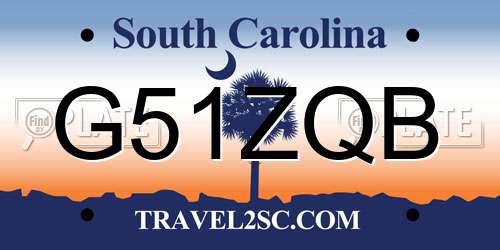 G51ZQB South Carolina License Plate