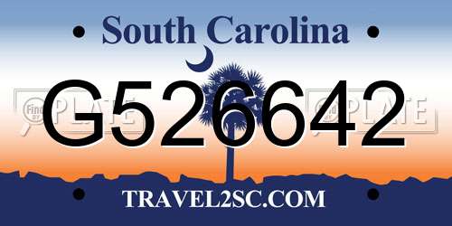 G526642 South Carolina License Plate