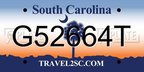 G52664T South Carolina License Plate