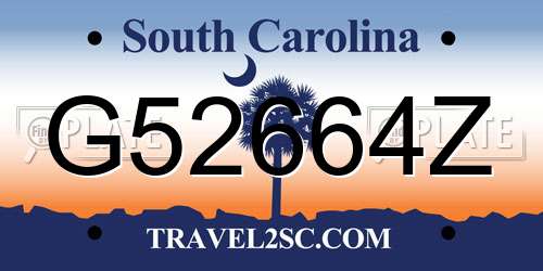 G52664Z South Carolina License Plate