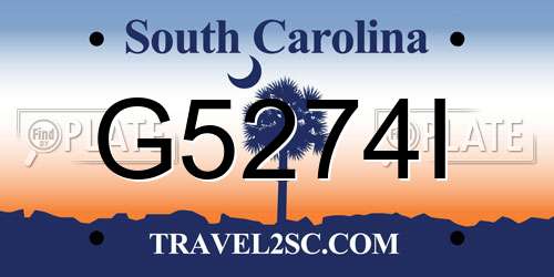 G5274I South Carolina License Plate