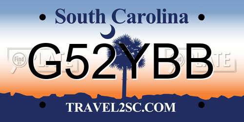 G52YBB South Carolina License Plate