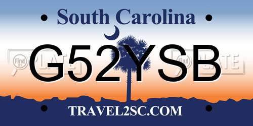 G52YSB South Carolina License Plate