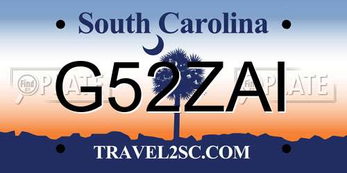 G52ZAI South Carolina License Plate