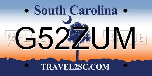 G52ZUM South Carolina License Plate