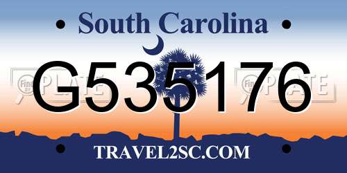 G535176 South Carolina License Plate