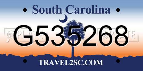G535268 South Carolina License Plate
