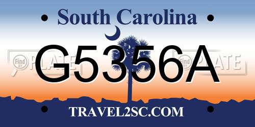 G5356A South Carolina License Plate