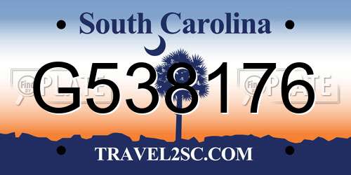 G538176 South Carolina License Plate