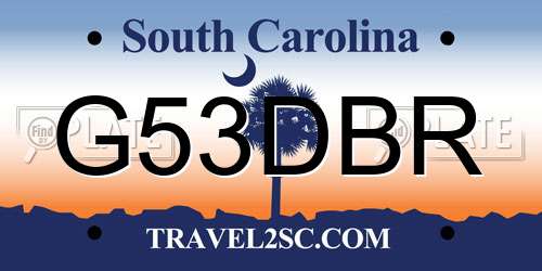 G53DBR South Carolina License Plate