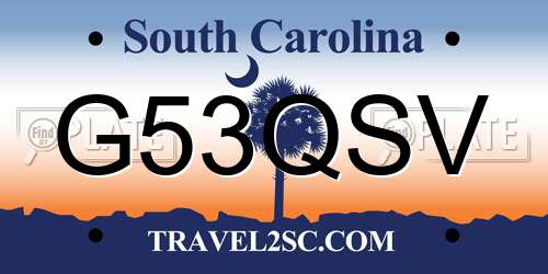 G53QSV South Carolina License Plate