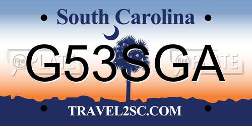 G53SGA South Carolina License Plate