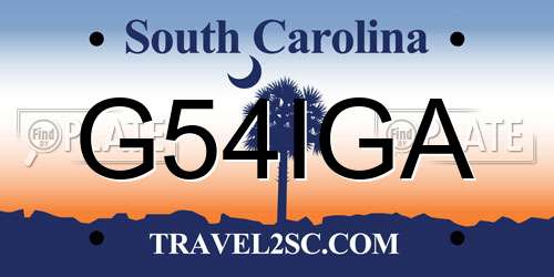 G54IGA South Carolina License Plate