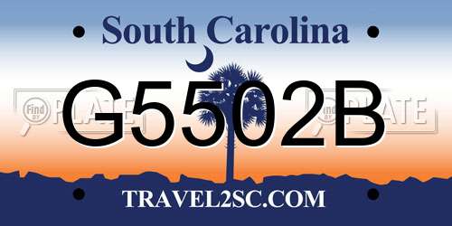 G5502B South Carolina License Plate
