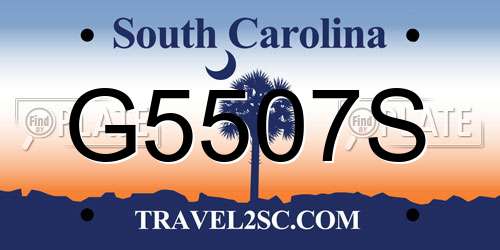 G5507S South Carolina License Plate