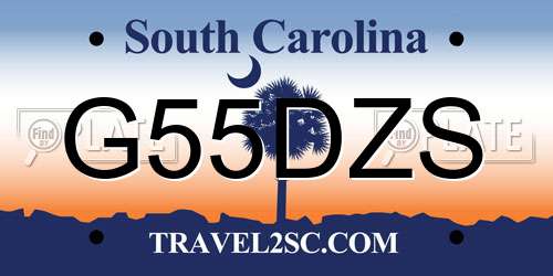 G55DZS South Carolina License Plate