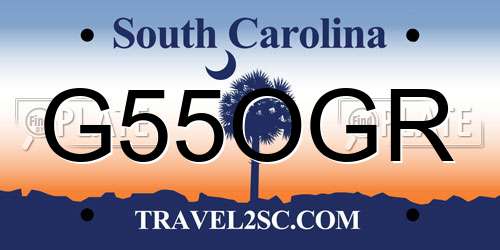 G55OGR South Carolina License Plate