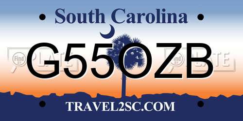 G55OZB South Carolina License Plate