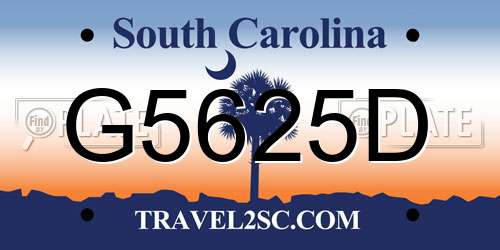 G5625D South Carolina License Plate