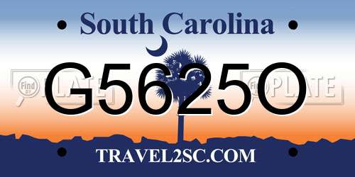G5625O South Carolina License Plate