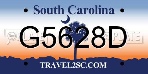 G5628D South Carolina License Plate