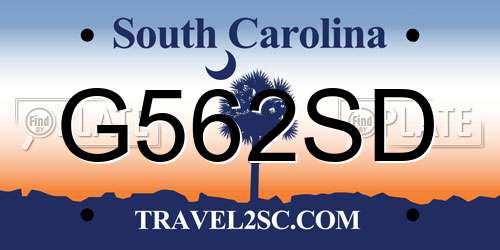 G562SD South Carolina License Plate