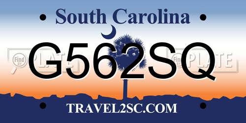 G562SQ South Carolina License Plate