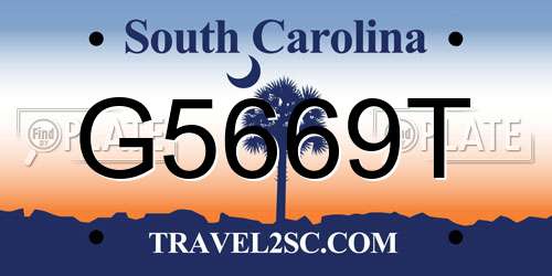 G5669T South Carolina License Plate