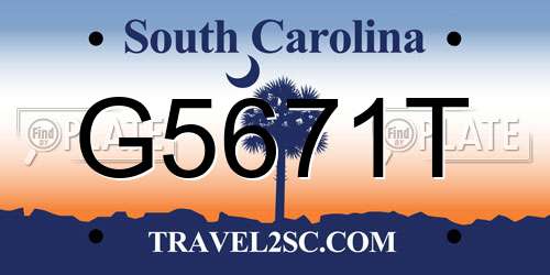 G5671T South Carolina License Plate