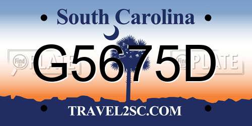 G5675D South Carolina License Plate