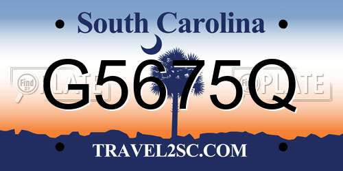 G5675Q South Carolina License Plate