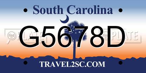 G5678D South Carolina License Plate