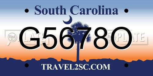 G5678O South Carolina License Plate