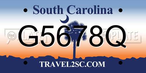 G5678Q South Carolina License Plate