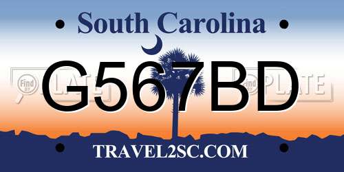 G567BD South Carolina License Plate