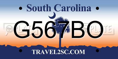 G567BO South Carolina License Plate