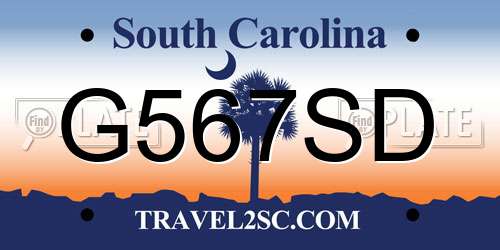 G567SD South Carolina License Plate
