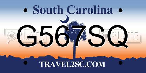 G567SQ South Carolina License Plate
