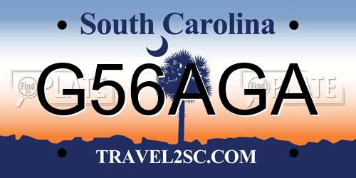 G56AGA South Carolina License Plate