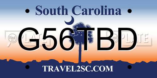G56TBD South Carolina License Plate
