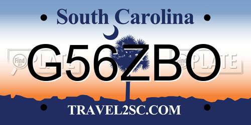 G56ZBO South Carolina License Plate