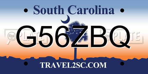 G56ZBQ South Carolina License Plate