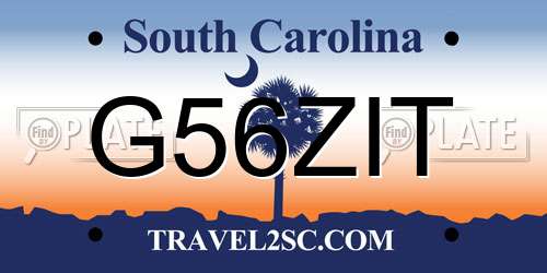 G56ZIT South Carolina License Plate
