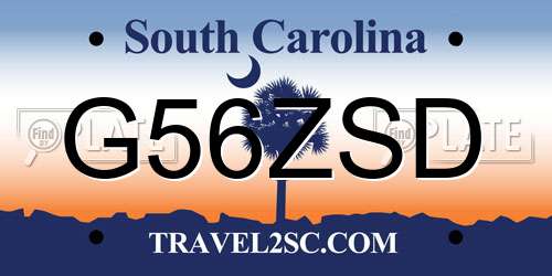 G56ZSD South Carolina License Plate