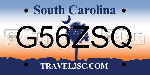 G56ZSQ South Carolina License Plate
