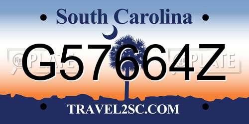 G57664Z South Carolina License Plate