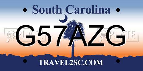 G57AZG South Carolina License Plate
